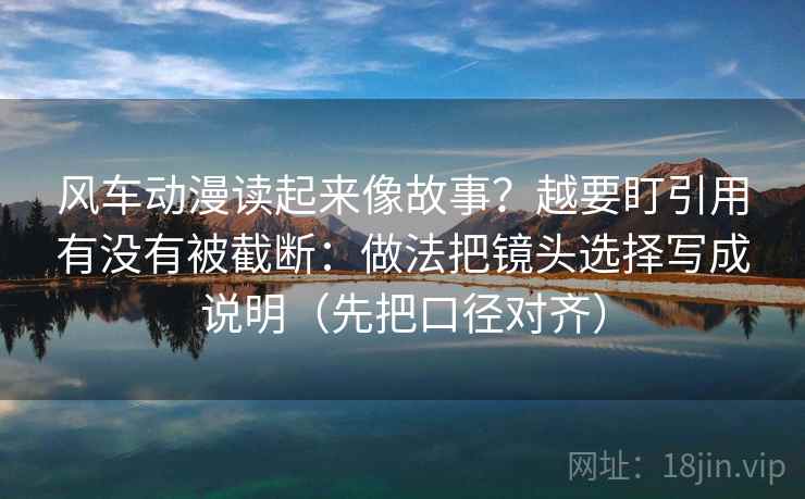风车动漫读起来像故事？越要盯引用有没有被截断：做法把镜头选择写成说明（先把口径对齐）